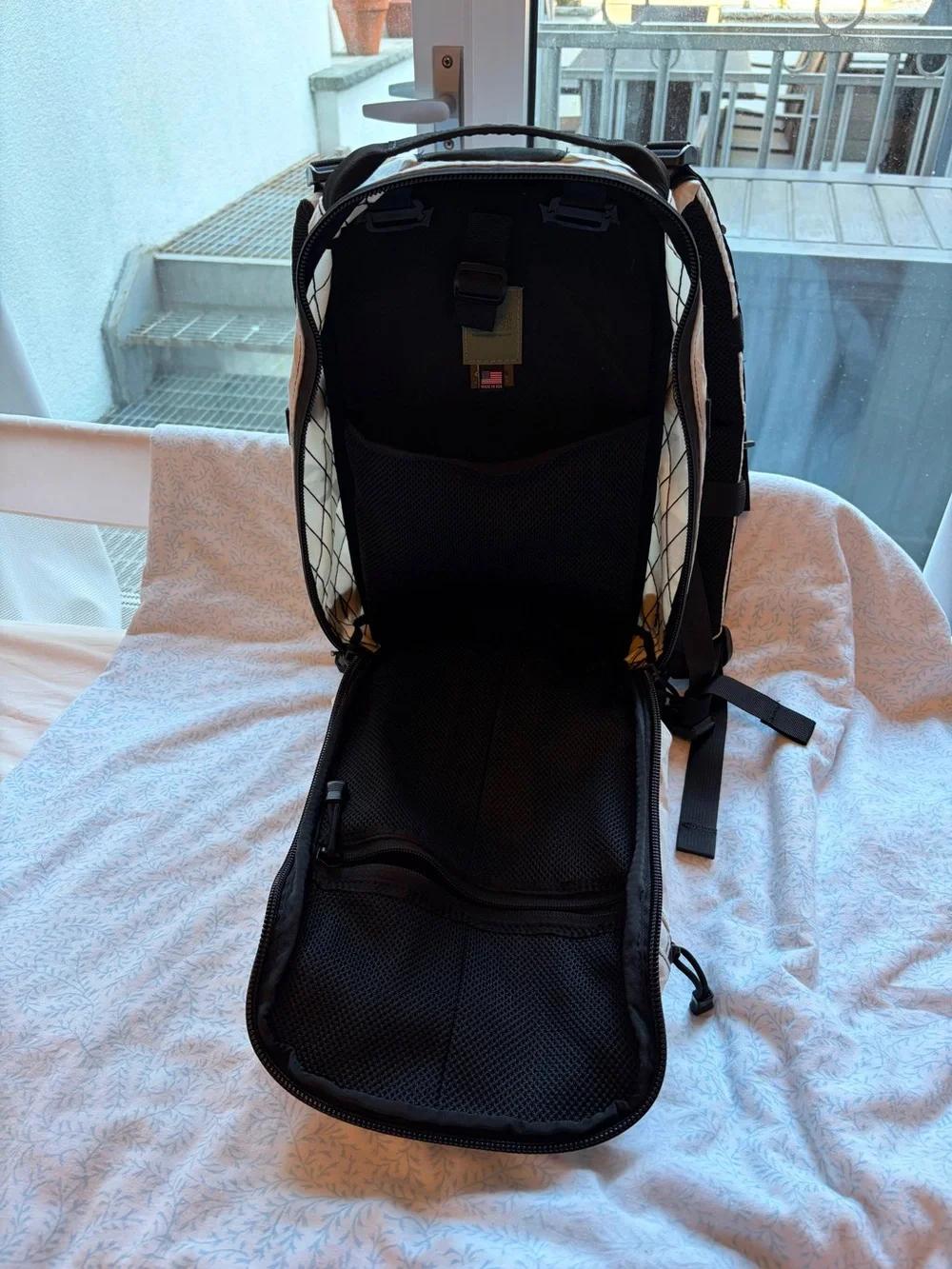 Triple Aught Design White Camo Sling Pack with Black Accents